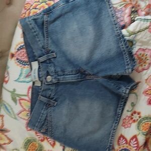 GAP Sail Away Blue Denim Distressed Shorts Sz 4